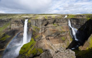 The Waterfalls Haifoss and Granni in the background