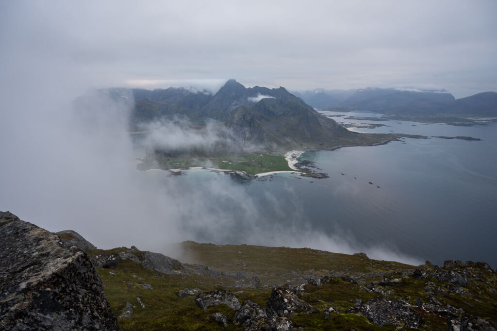 View from the top oh hustinden toward Skagsanden beach