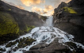 Ofaerufoss hike a stunning waterfall in the highlands of iceland