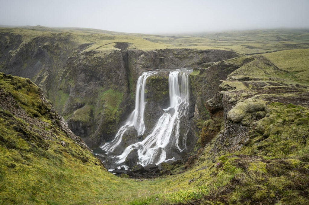 Fagrifoss a beautiful waterfall in the highlands of Iceland