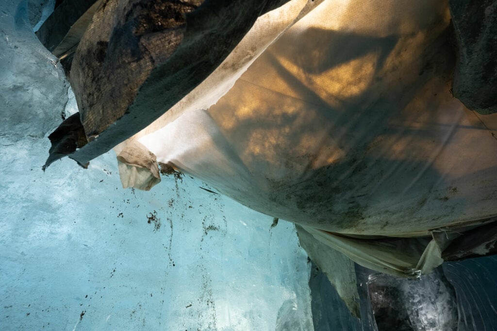 inside the melting rhone glacier ice cave 