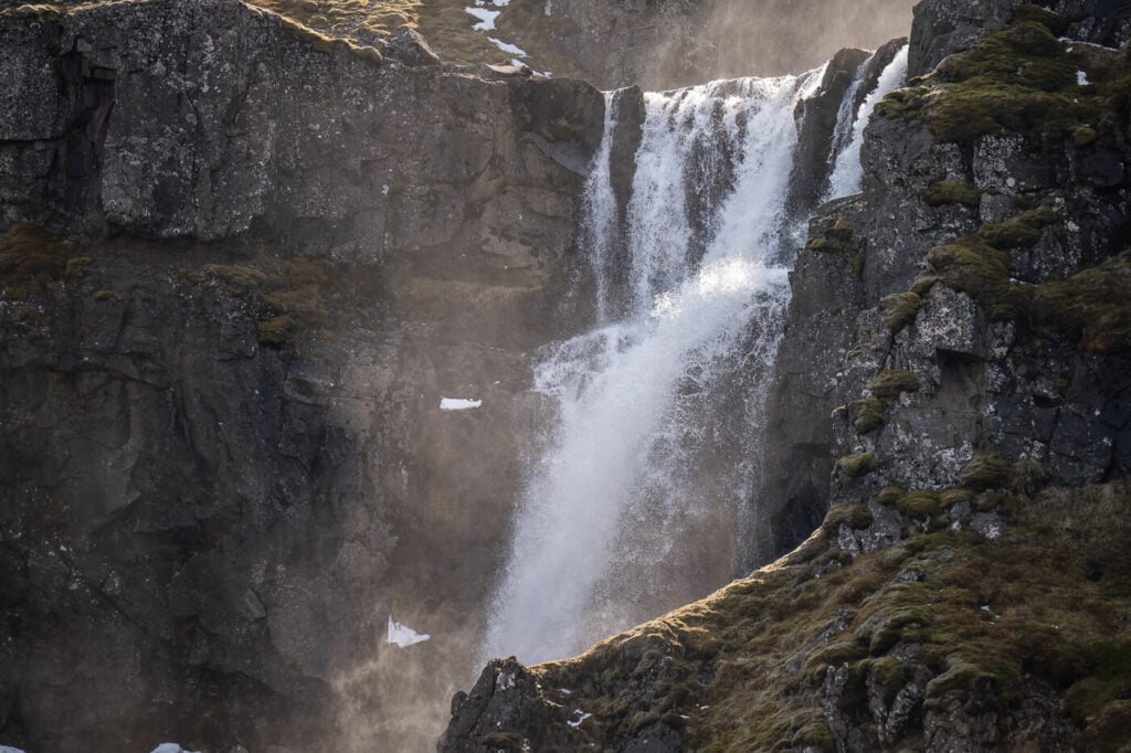 Closeup Waterfall of Klifubrekkarfossar