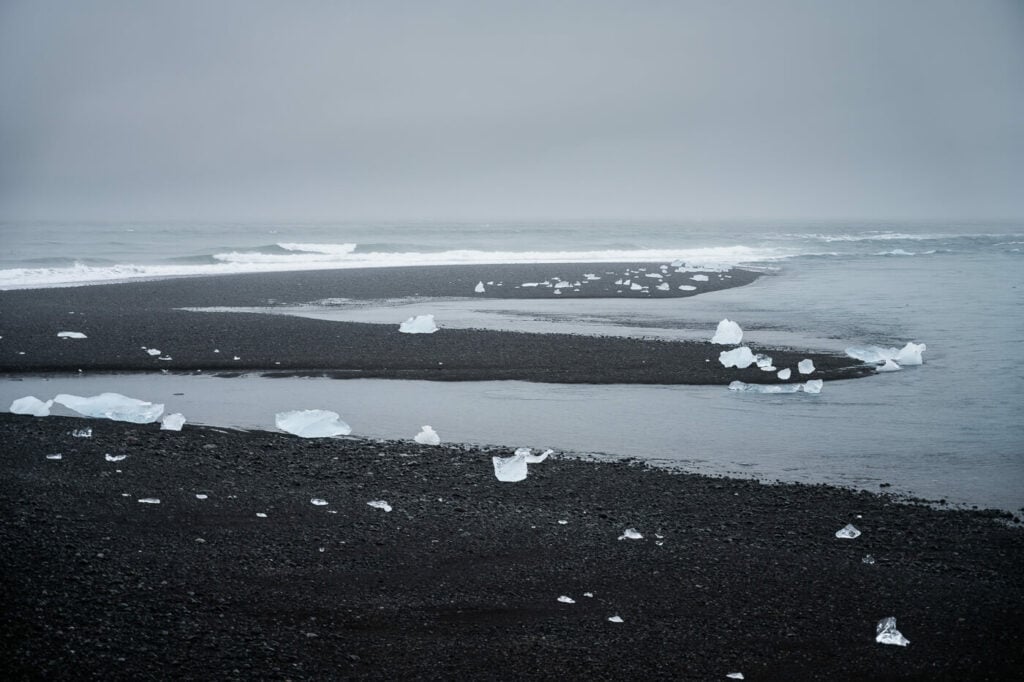 chunks of ice at the diamond beach in Iceland