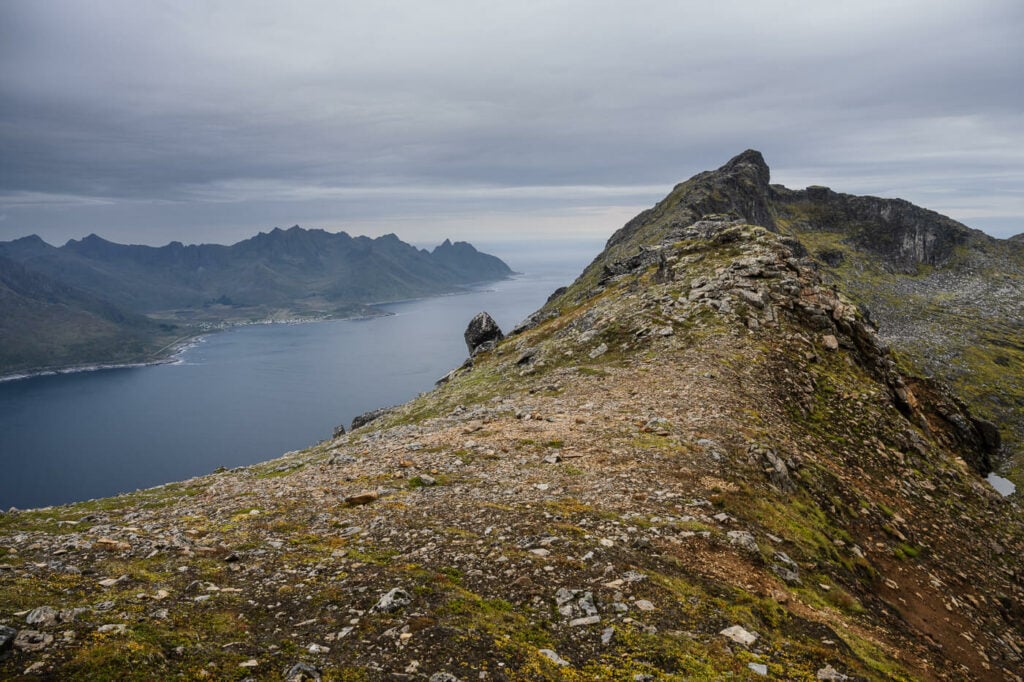 View of a fjord on the Island of Senja in Norway.