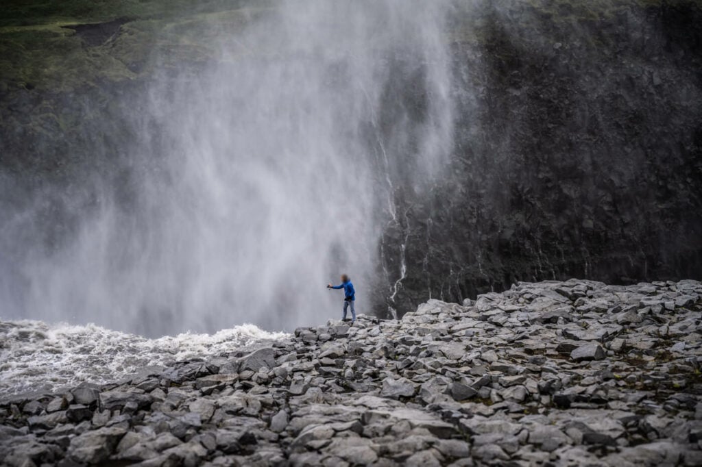 Tourist at Dettifoss disrespecting closed areas