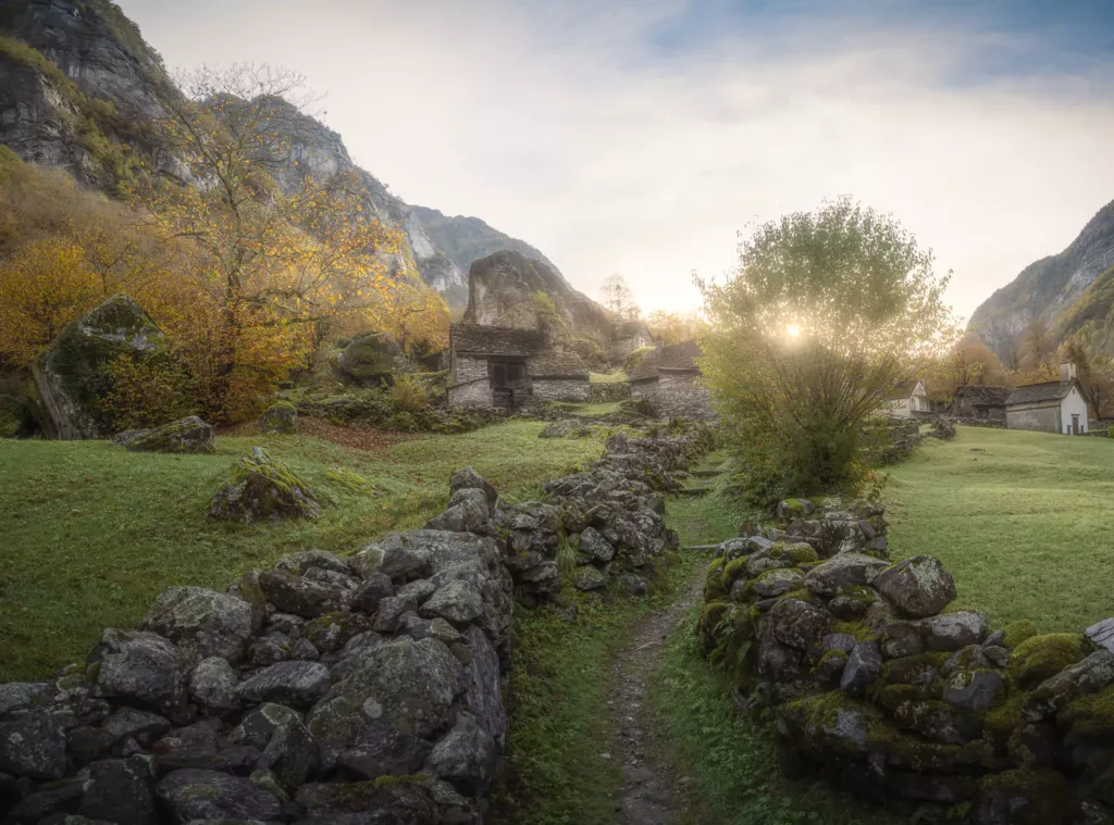 Stone path to enter the village of Sabbione