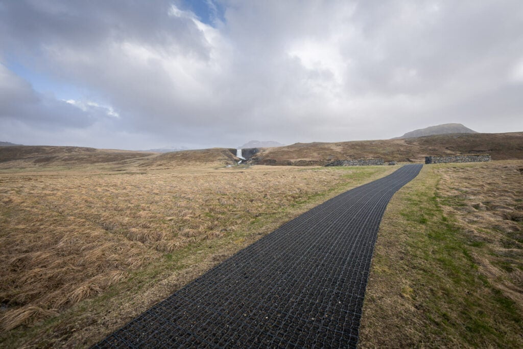 Paved trail in the countryside of Iceland
