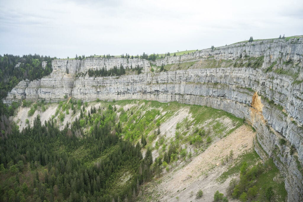 A natural amphitheater rock formation in Switzerland called Croix du Van