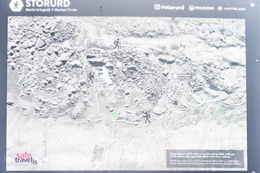 Stórurð map showing the instagram sport