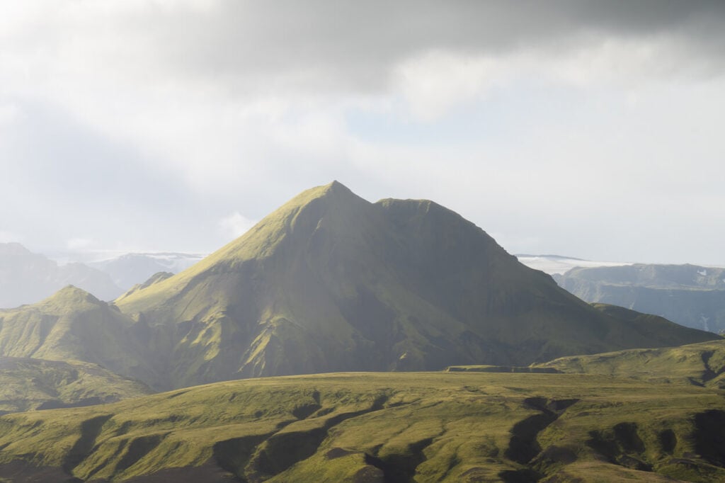 View of a mountain in the highlands of Iceland from road f-261.