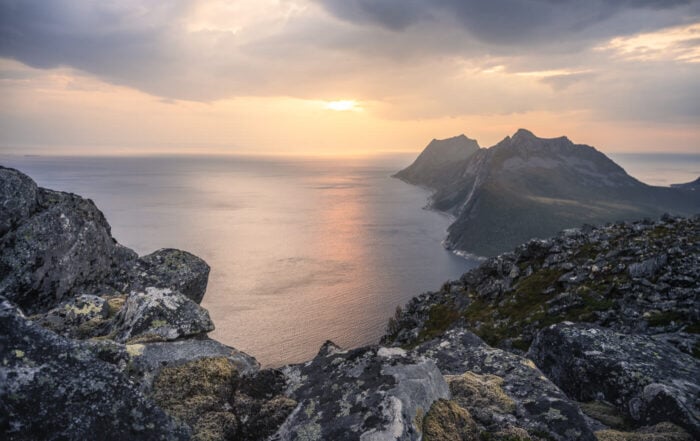 Sunset View from the top of Glæret, a summit you can only hike to in Gryllefjord.