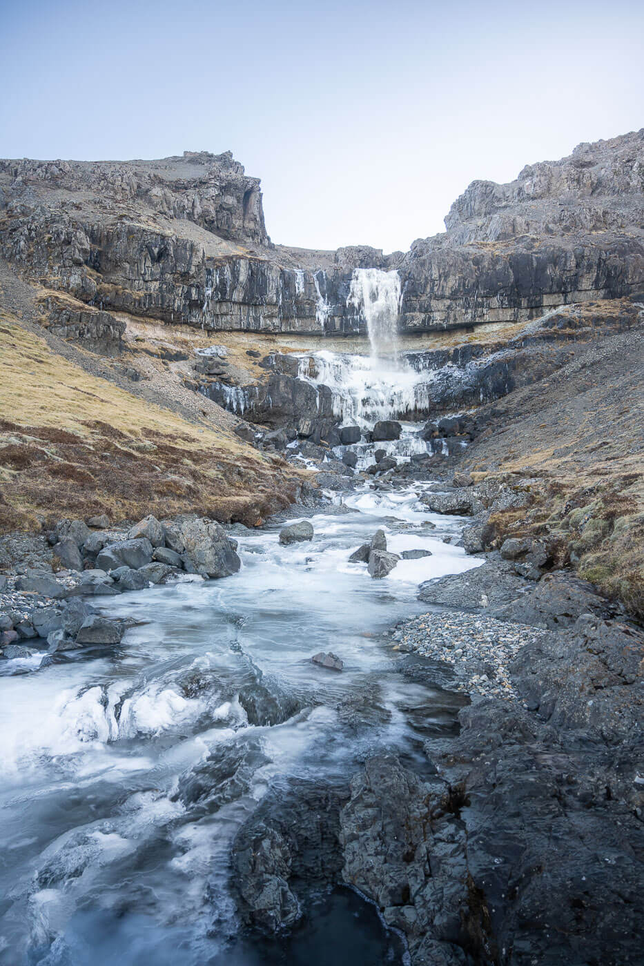 Bergarfoss in East Iceland, a waterfall you can reach with a short hiking trail