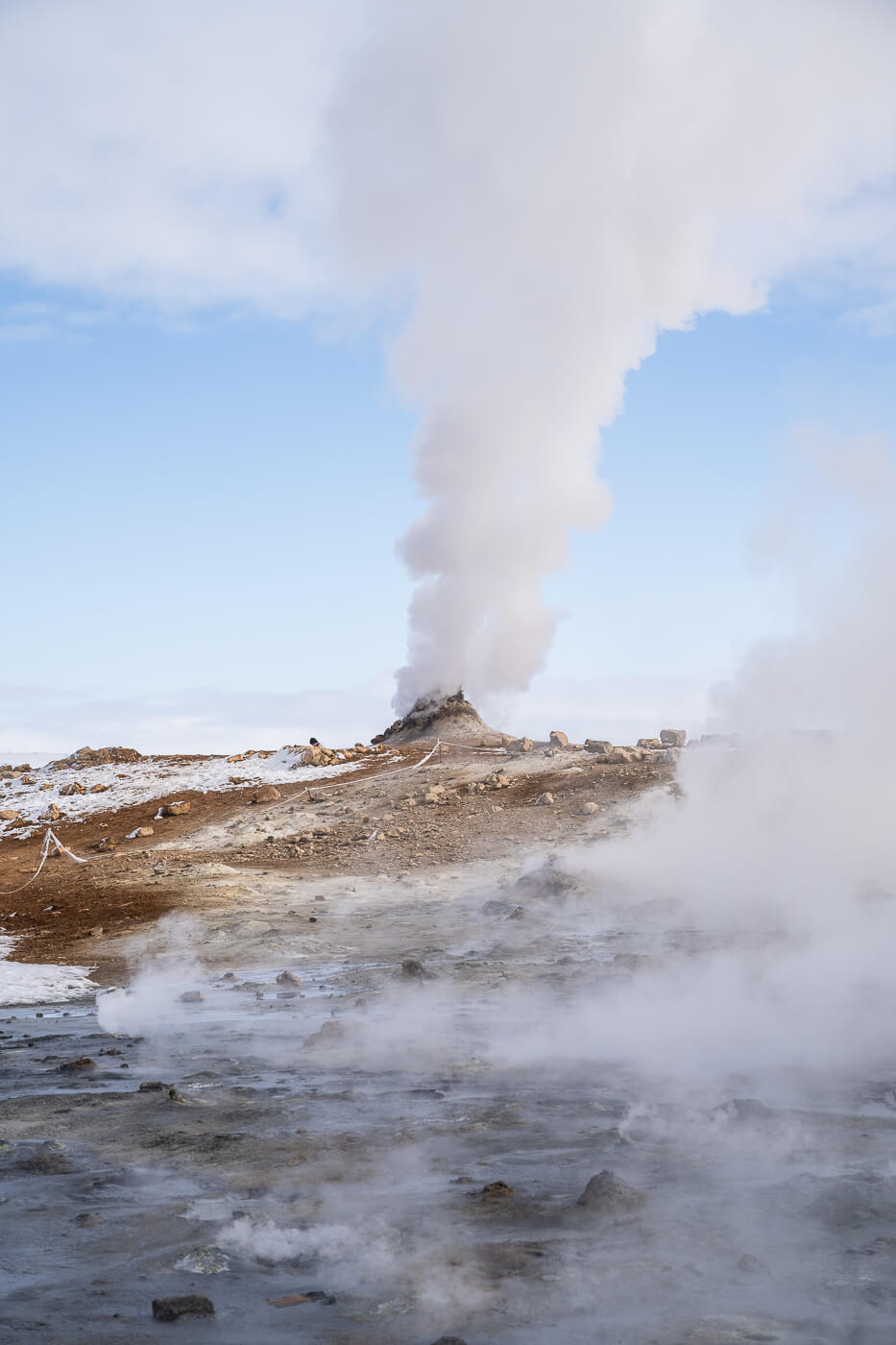 Namafjalls geothermal area in Iceland in winter