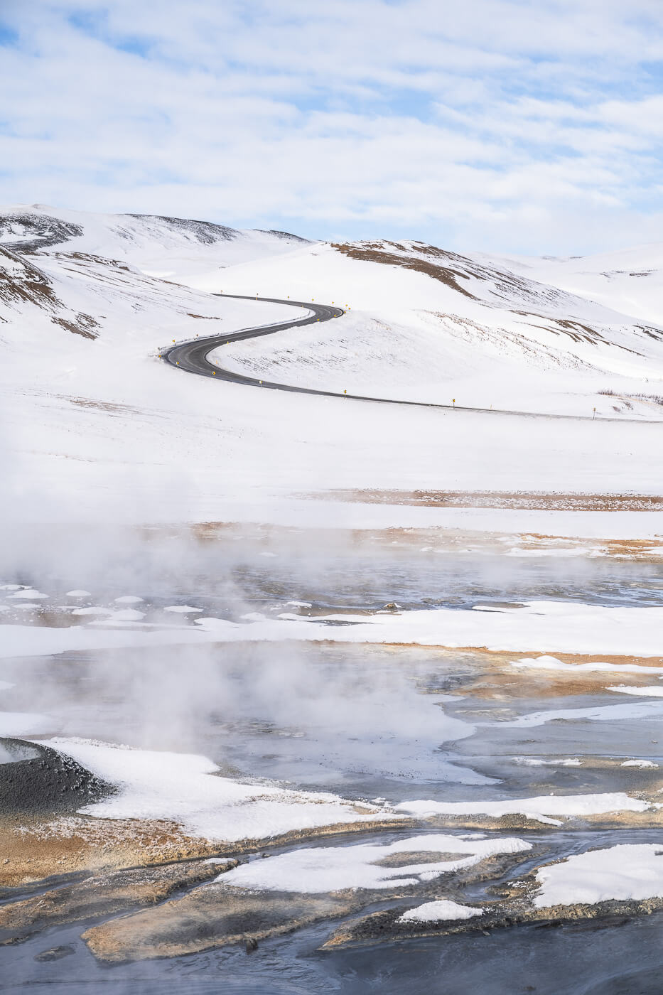 Twisty road next to the Namafjall geothermal area.