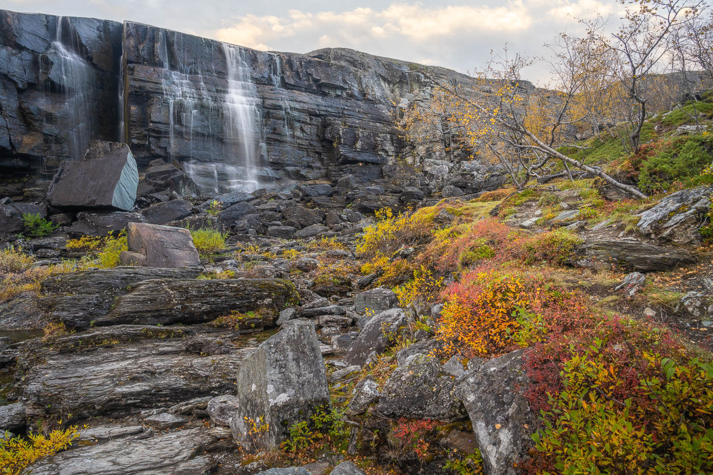 Orvvosfossen Waterfall in Norway at Sunset