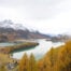 Plaz viewpoint toward sils on the hike from Silvaplana to Maloja