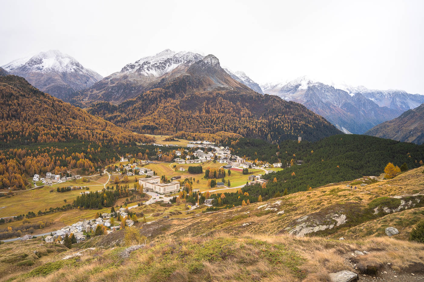 View of Maloja from a hike in the Engadine region.