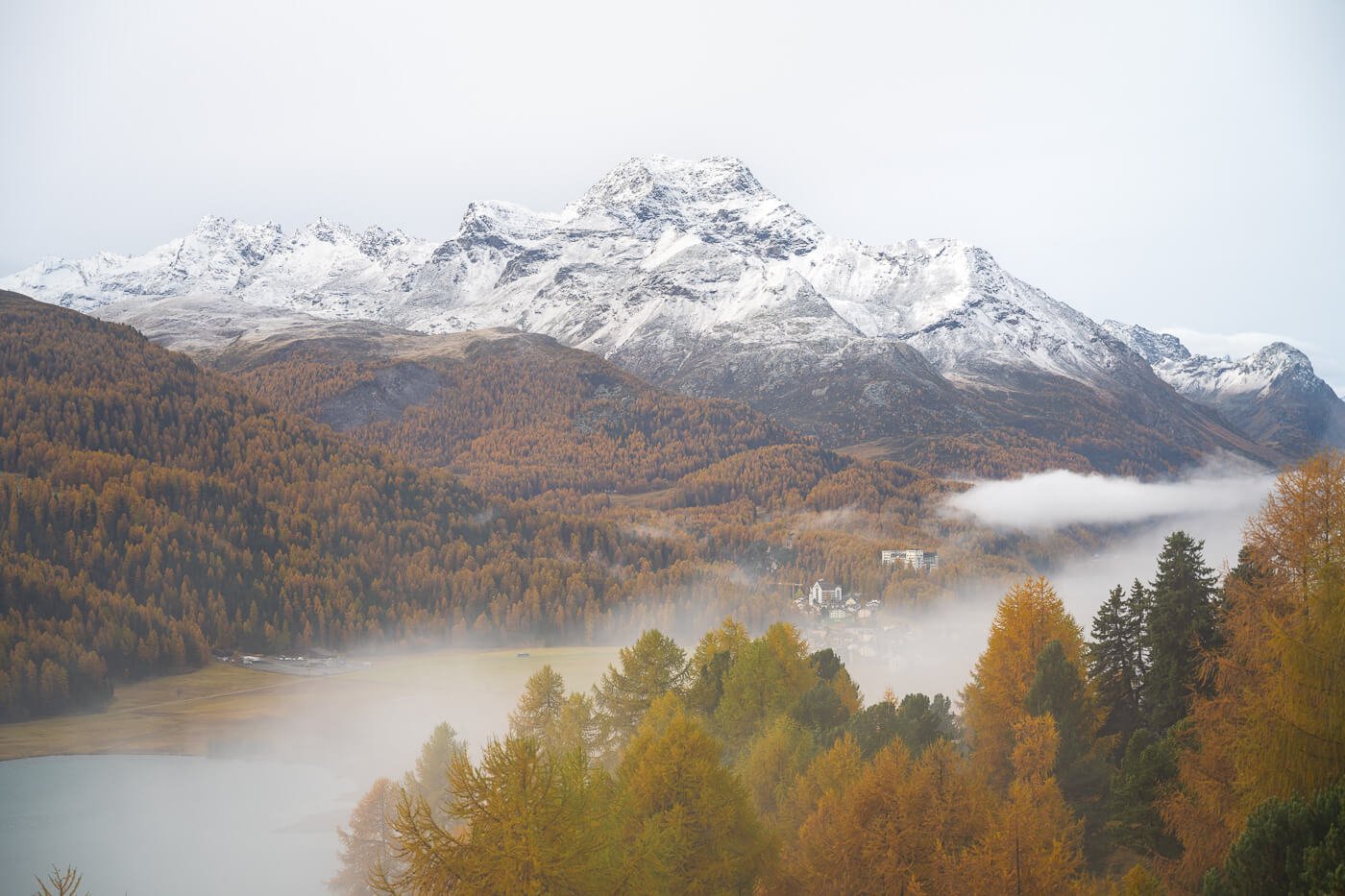 Mist above the Silvaplana lake.