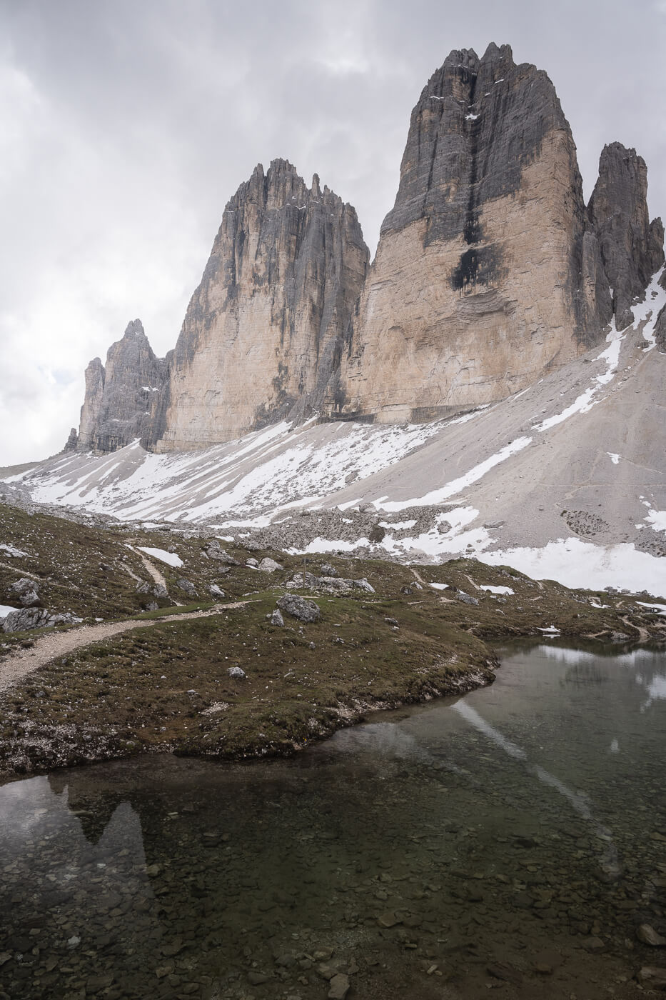 Rienzquelle view of Le Tre CIme.