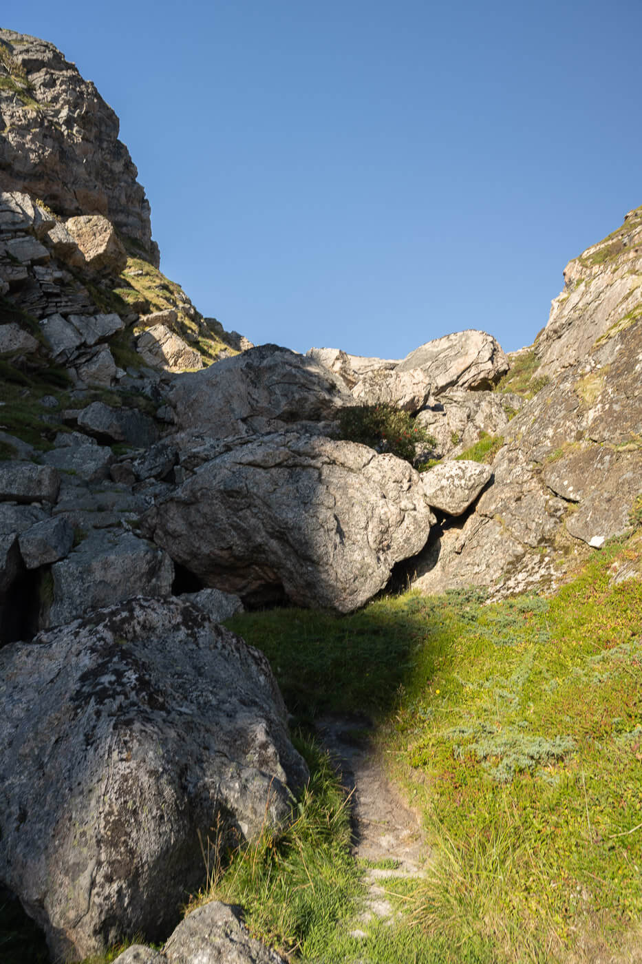 Saddle on the hiking trail to a beach in northern norway