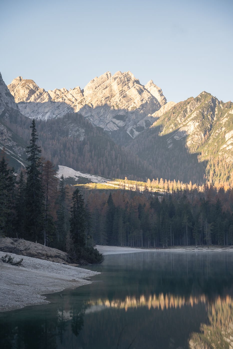 Mountain landscape around lago di Braies.