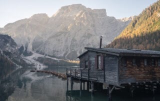 View of Lago di Braies at Sunrise