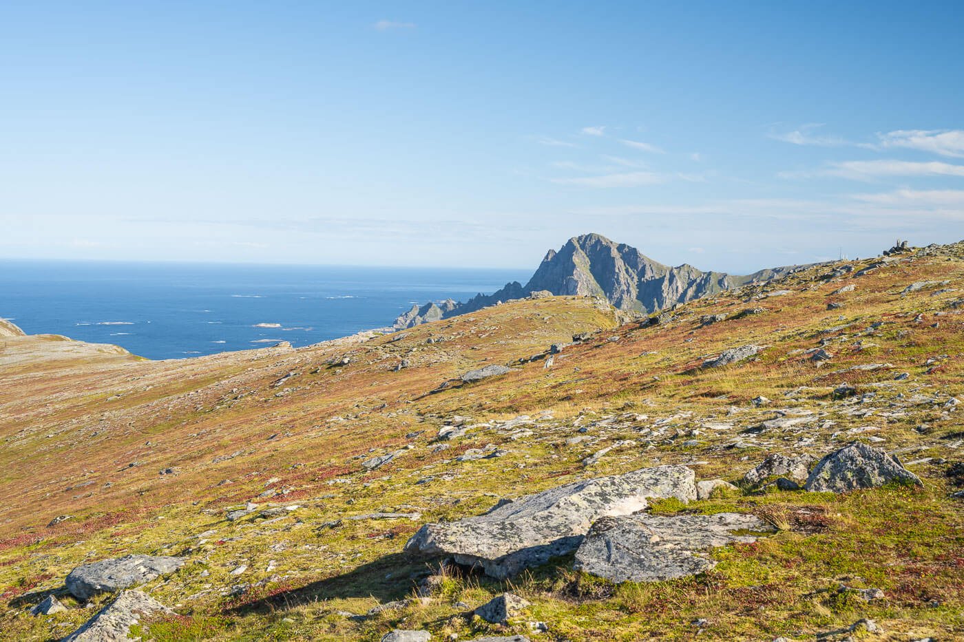 Plateau in northern Norway with view of the sea in the distance.