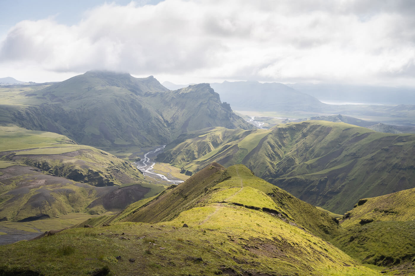 green lush landscape in the south of Iceland.