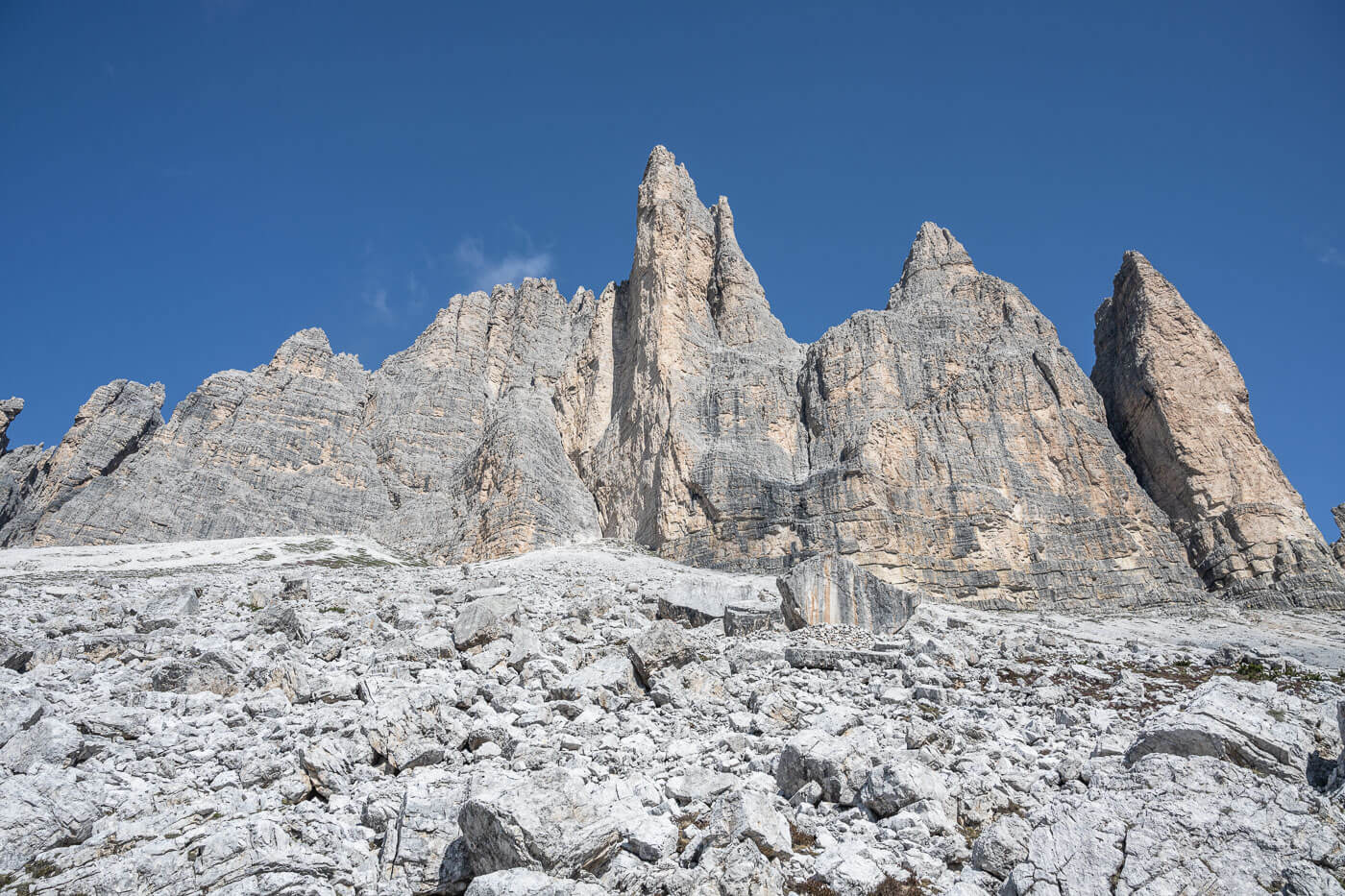 Rock faces of the Drei Zinned seen from Below