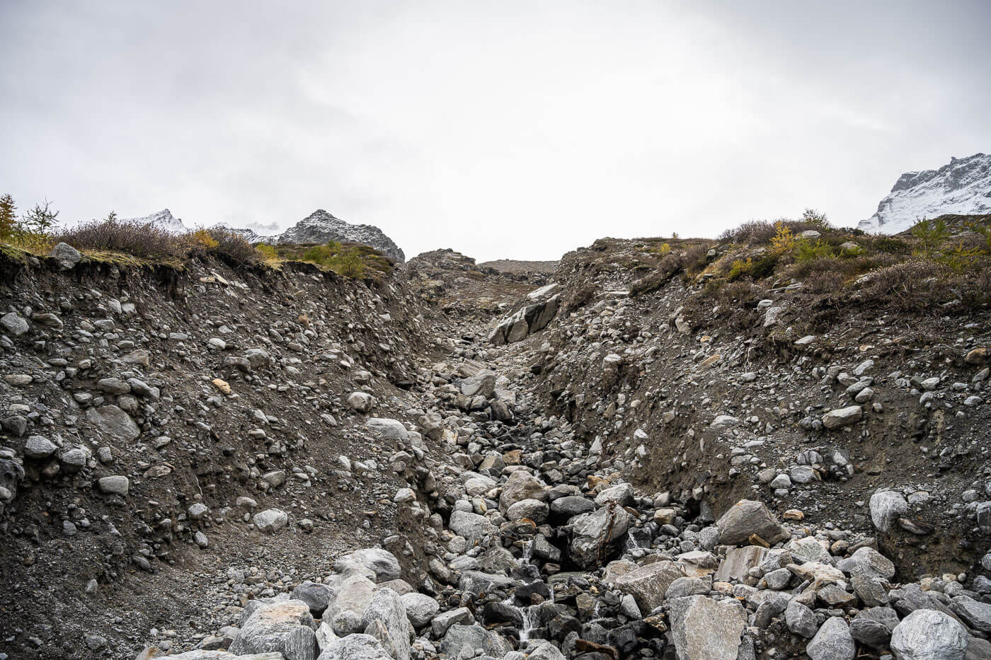 Debris left by a landslide in Valnontey