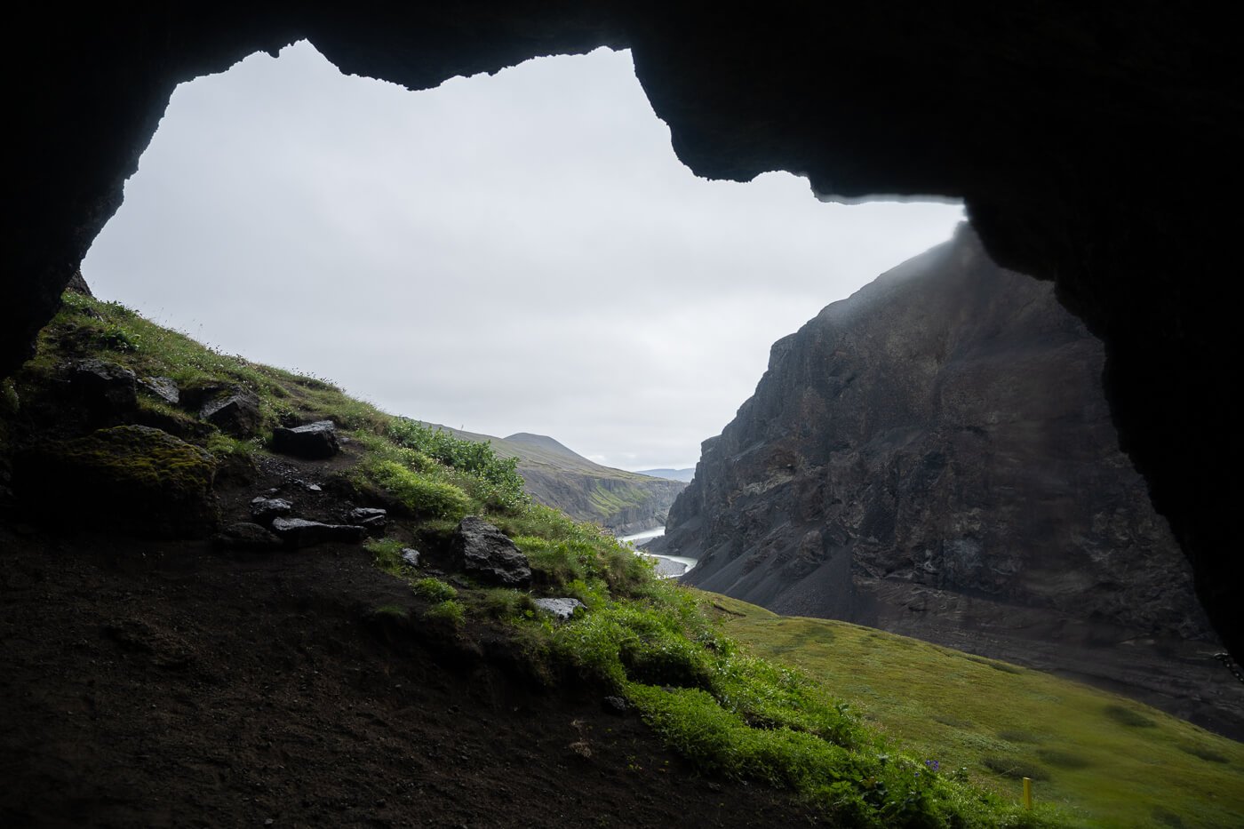 View from inside the Magnahellir cave