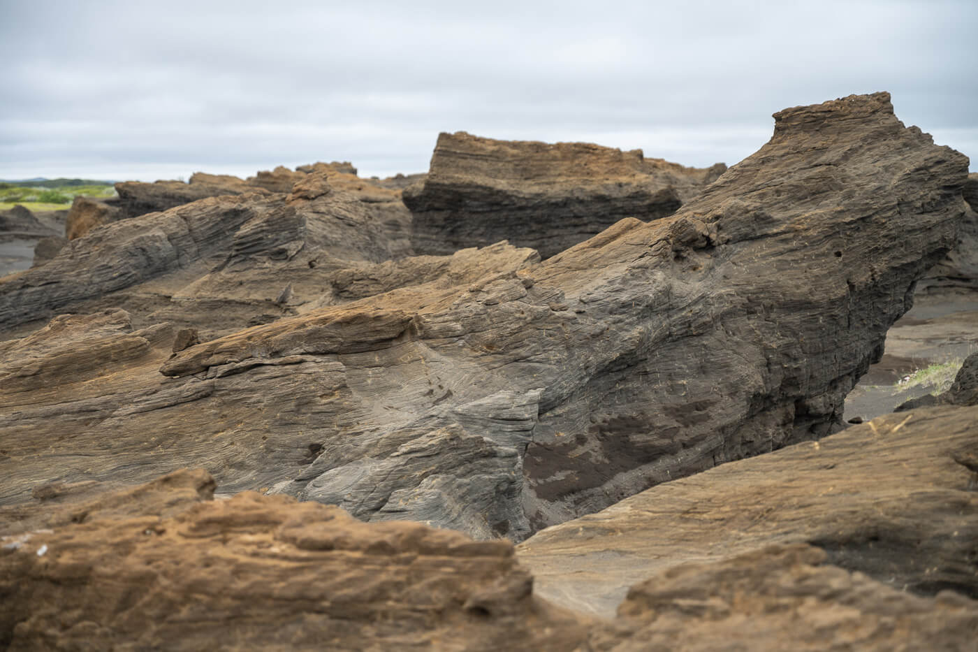 Rock formations of different shapes, colors and sizes