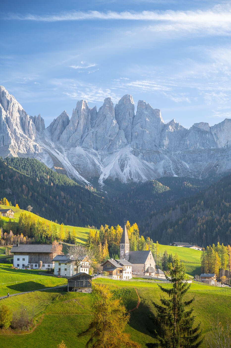 St.t Magdalena Church in Val di Funes in the Dolomiti
