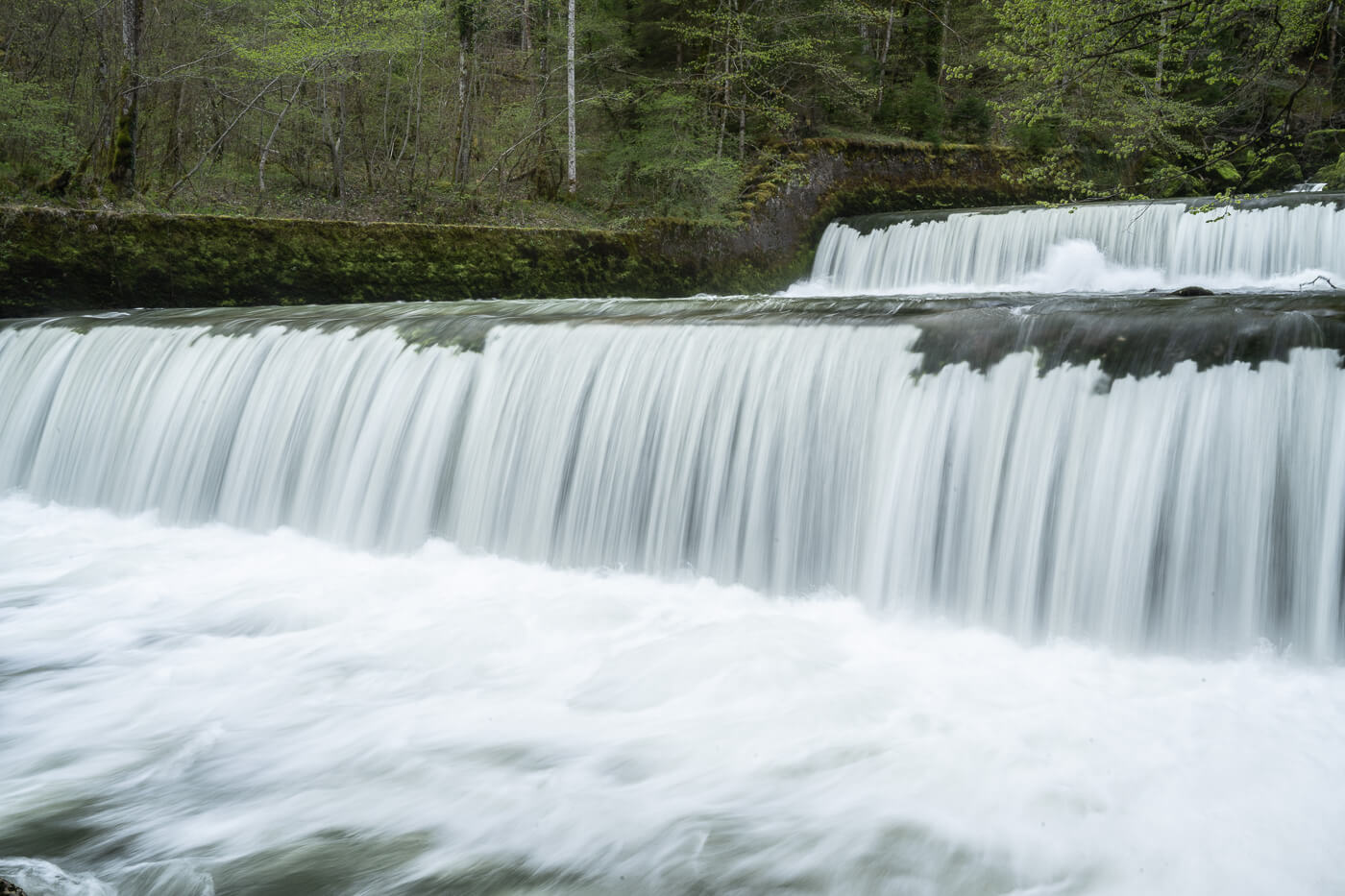 double waterfall in a river