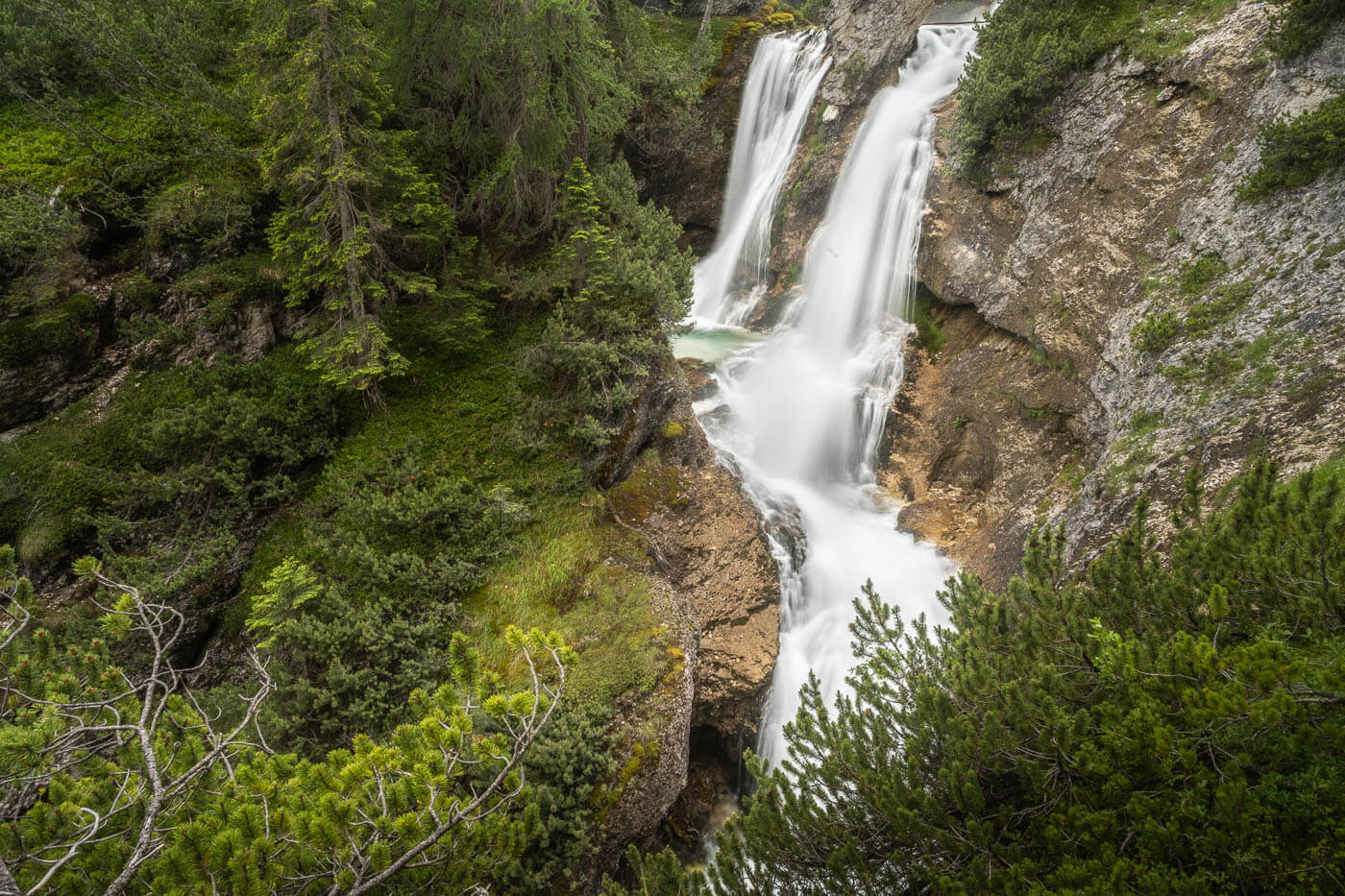 Second Cascata di Fanes, part of a hike in the Dolomites near Cortina d'Ampezzo.