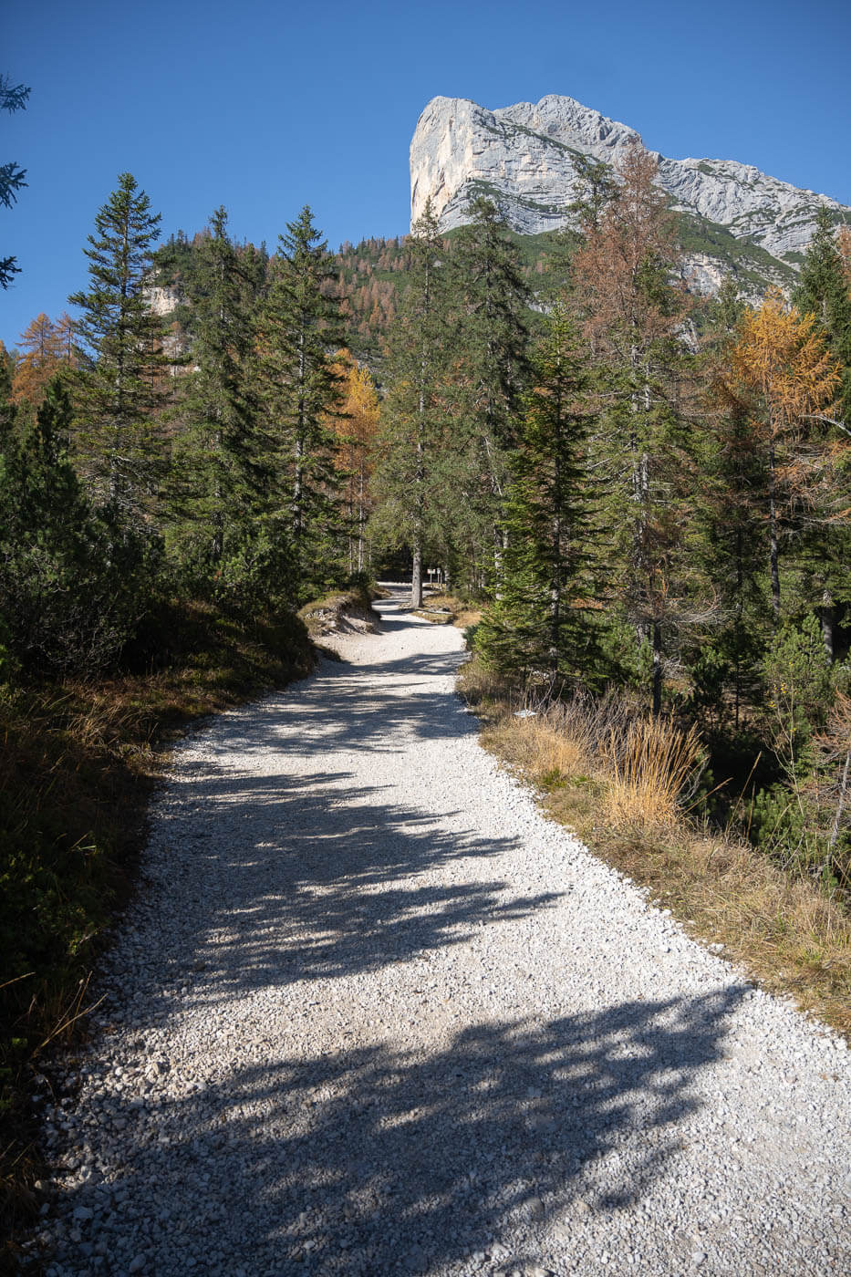 gravel trail in the Dolomites.