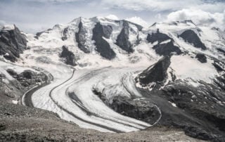 View of the glacier from Diavolezza and Munt Pers