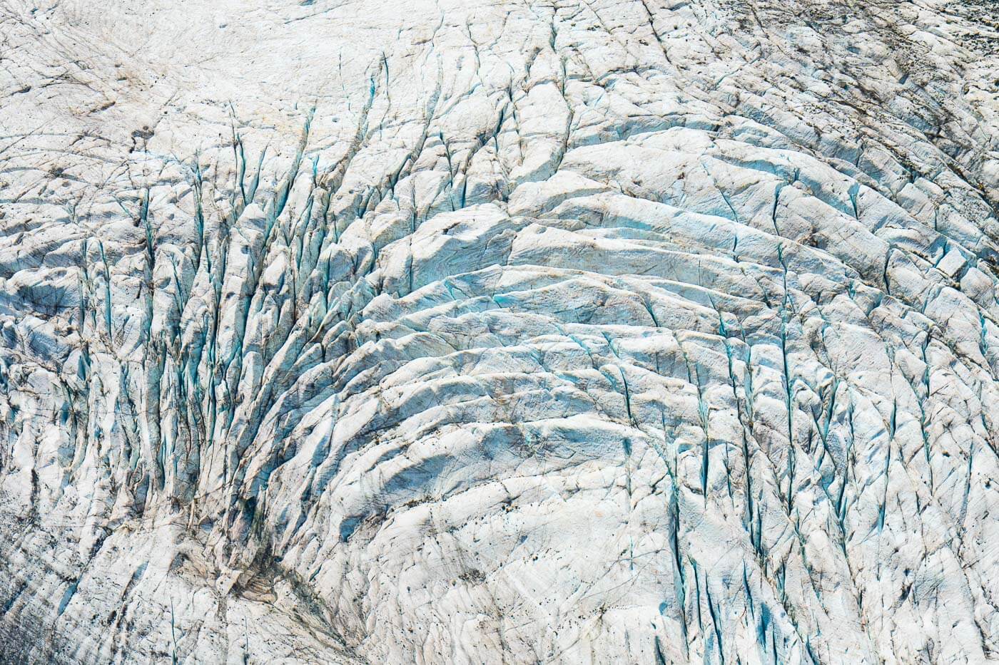 Details of crevasses of a glacier in Switzerland