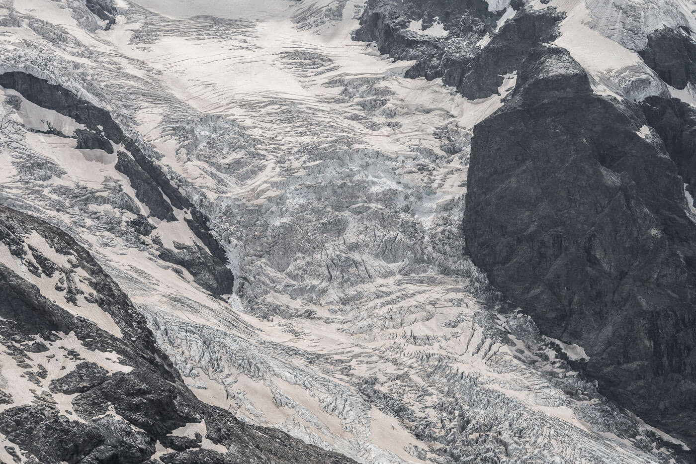 Detail of a glacier serac in the Bernina range
