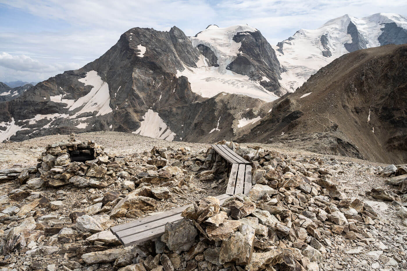 Highest BBQ area on Sass Queder above diavolezza, a barbeque area you can only hike to above 3000m