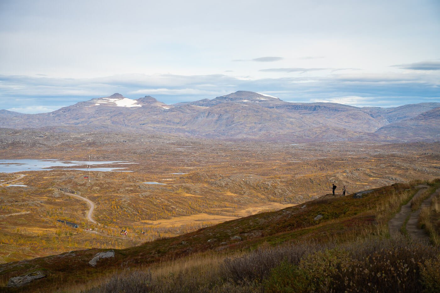 Hiker in the mountains near Abisko