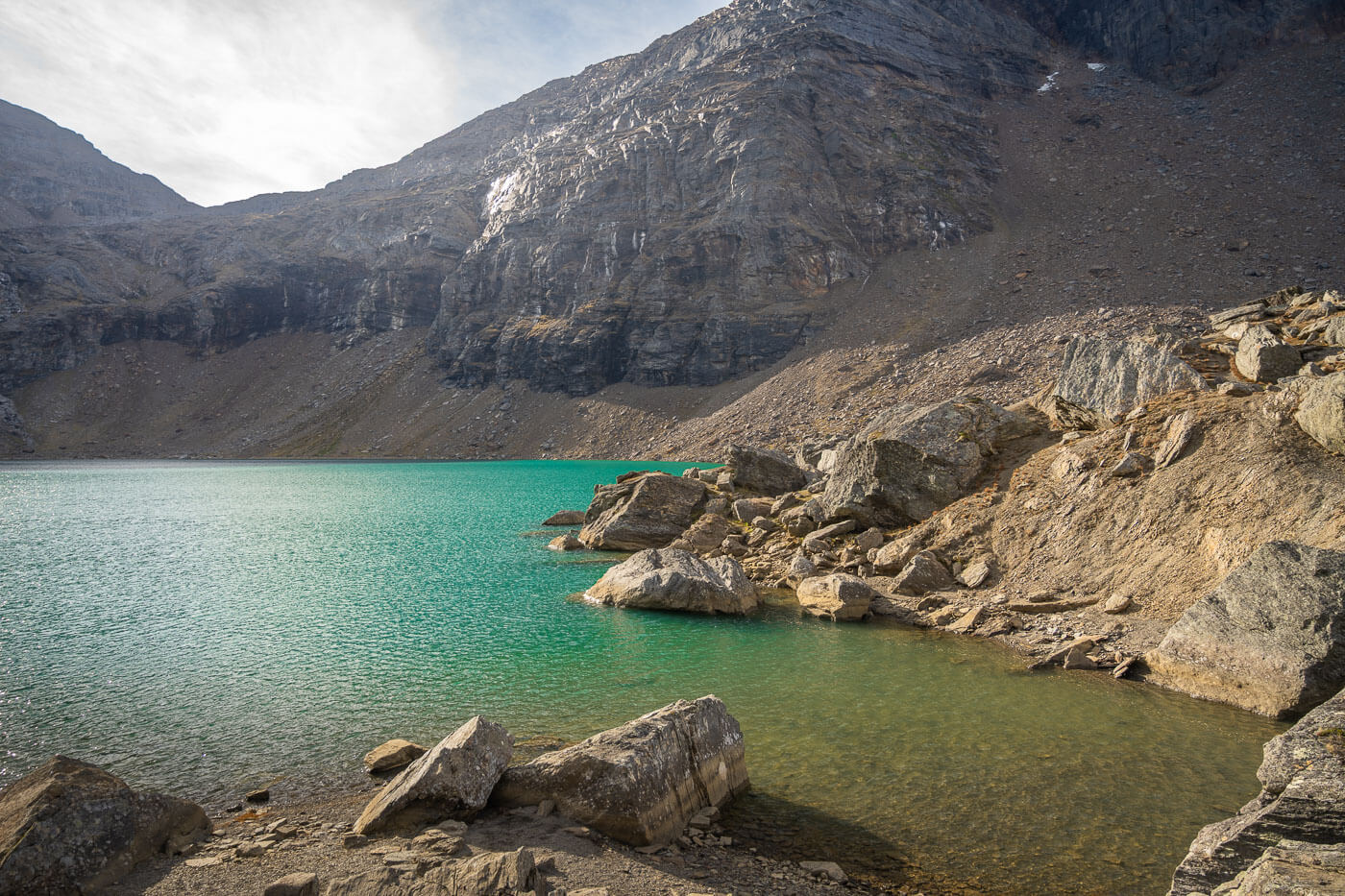 Detail of the turqoise waters of a lake in Northern Sweden