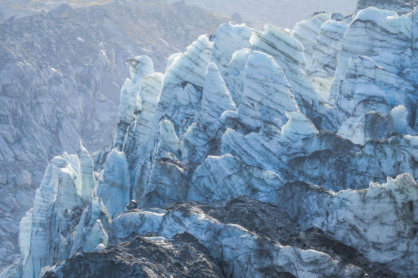 Glacier seracs showing bluish tones