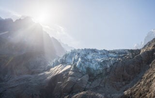 View of the Argentière Glacier in the early norning light