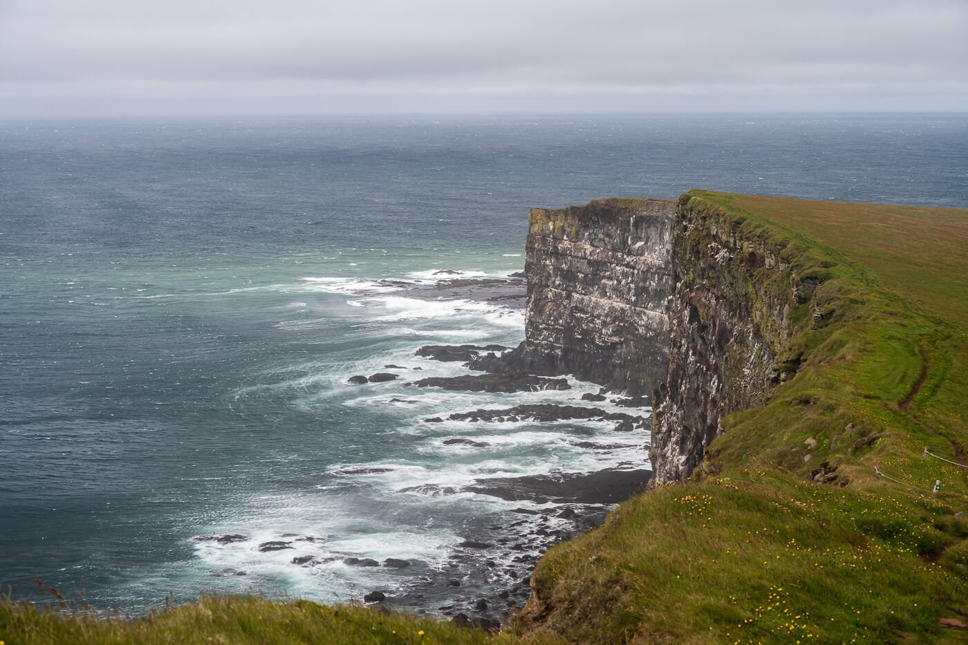 View of the ocean from the Látrabjarg sea cliffs.