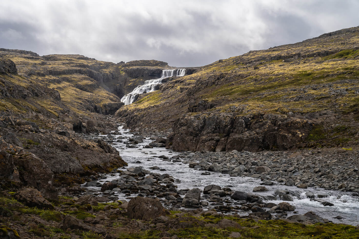 Waterfall in a Canyon in the Westfjords of Iceland.
