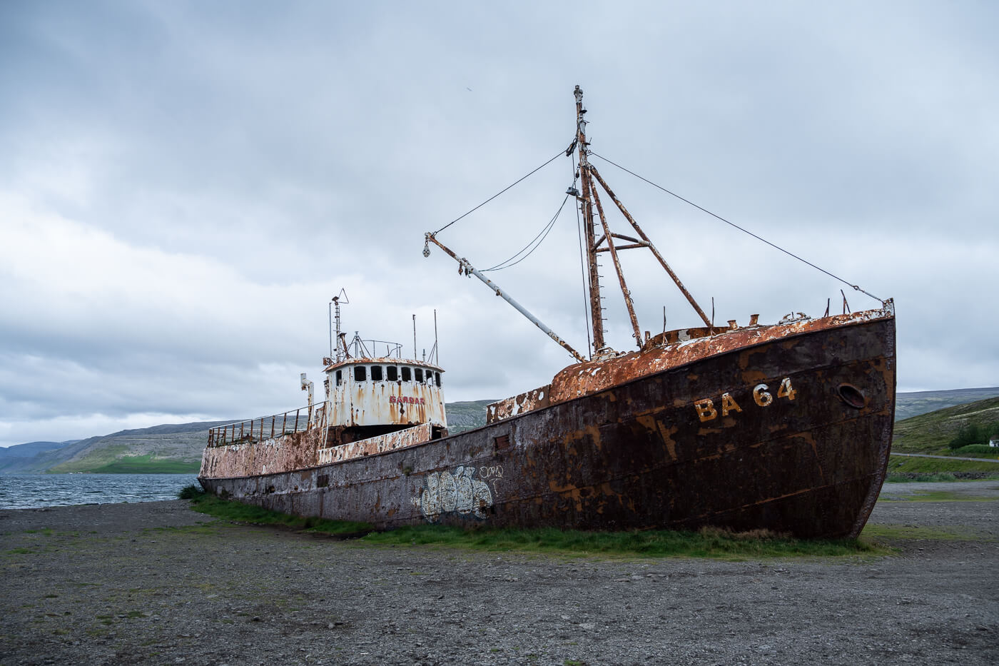 Photo of a shipwreck in the Westfjords of Iceland.