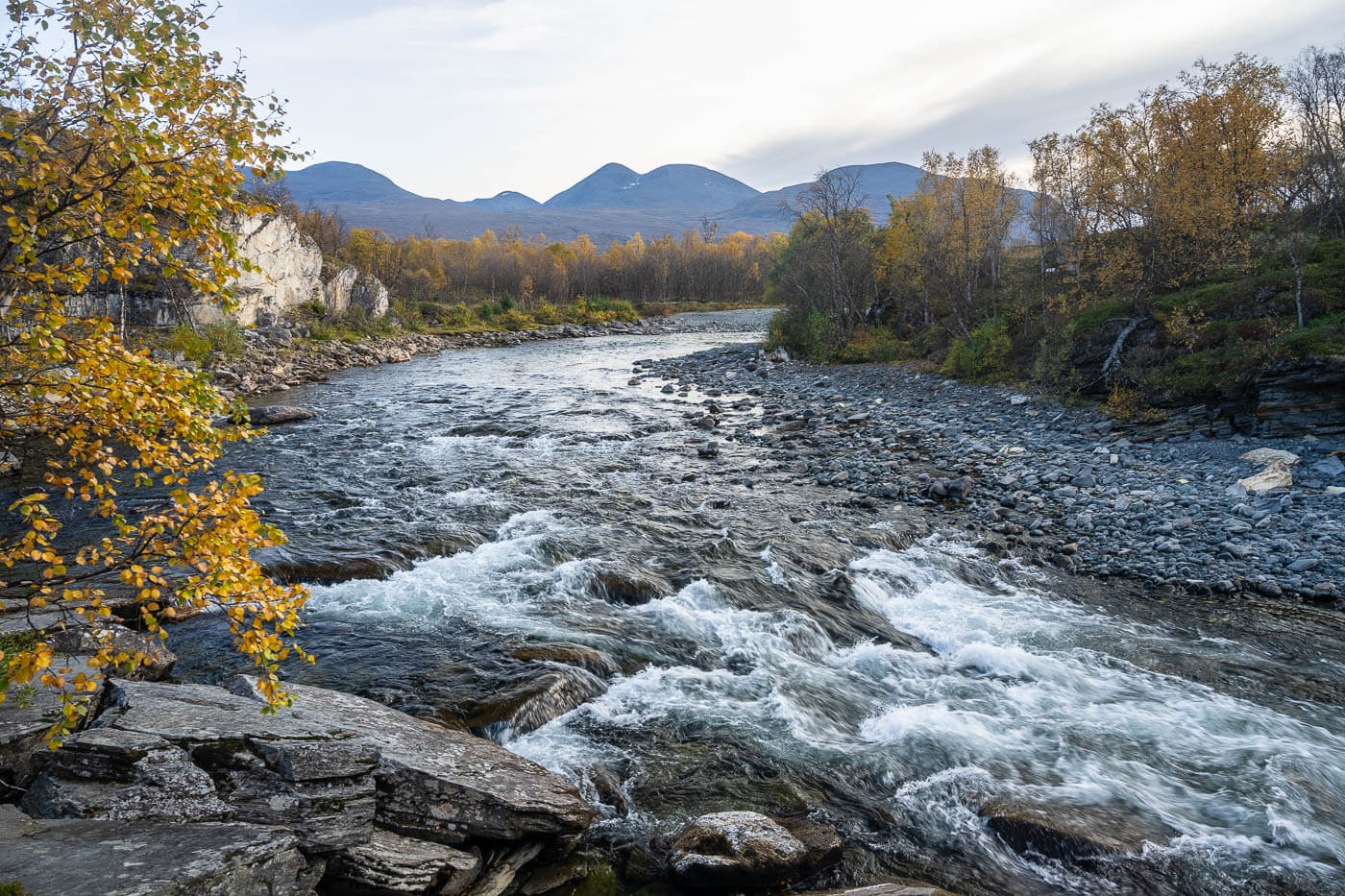 View of the Abiskojokk river in autumn