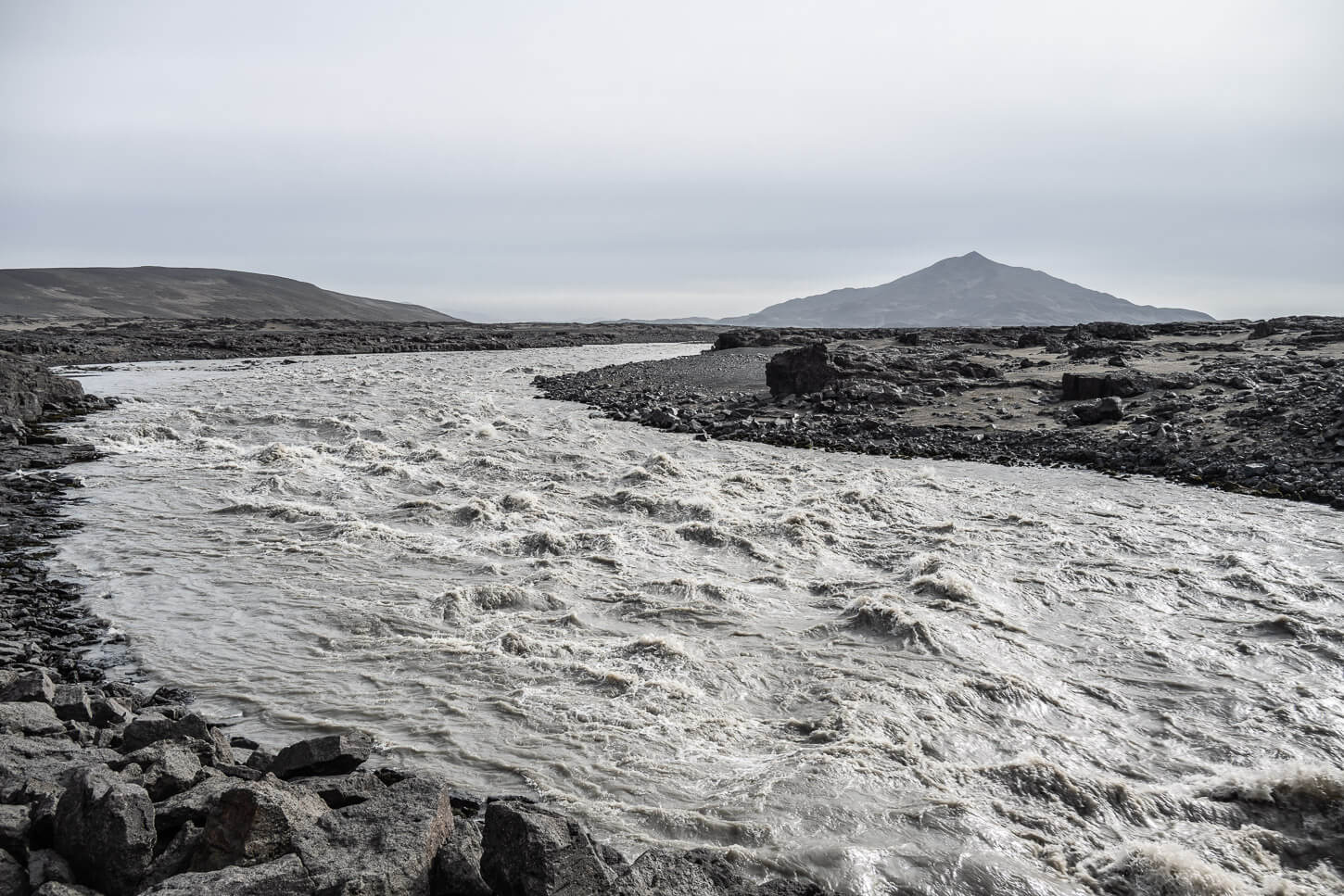 Raging river in the highlands of iceland