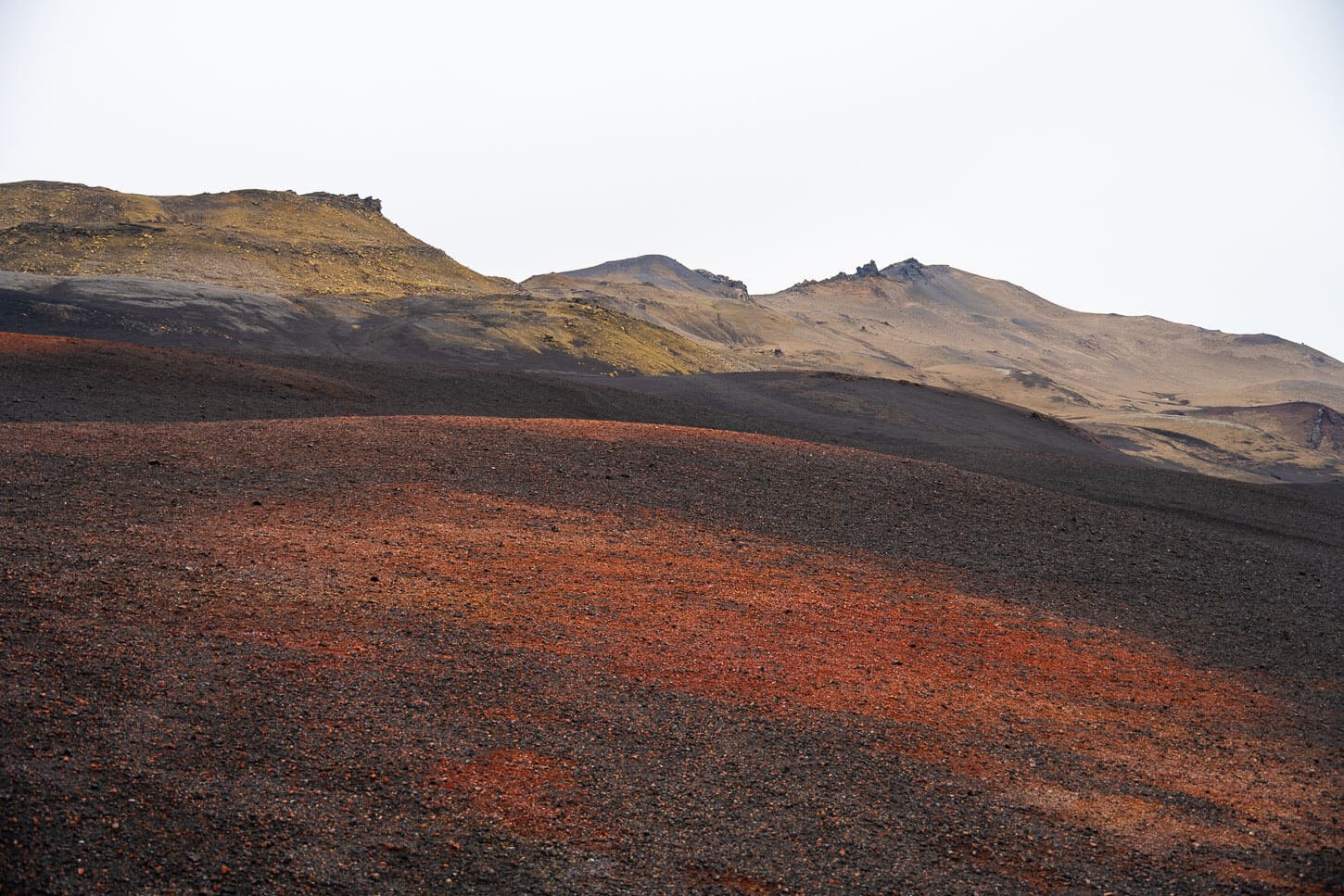 colorful landscape on the hike to the viti crater in Askja